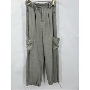 Urban Grunge Pants Women's Med Sage Green Baggy Cargo Jogger Belted Lagenlook